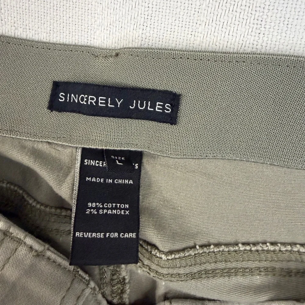 Sincerely Jules Womens Olive Green Stretch Cotton Pull On Cargo Pants Size L - Picture 3 of 8